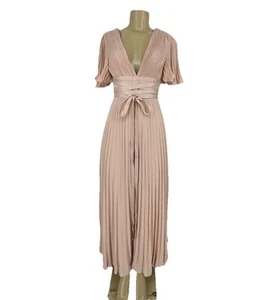 ASOS 4 Petite Bridesmaid Pleated Flutter Sleeve Dress Satin Wrap Waist 16-27 - Picture 1 of 9