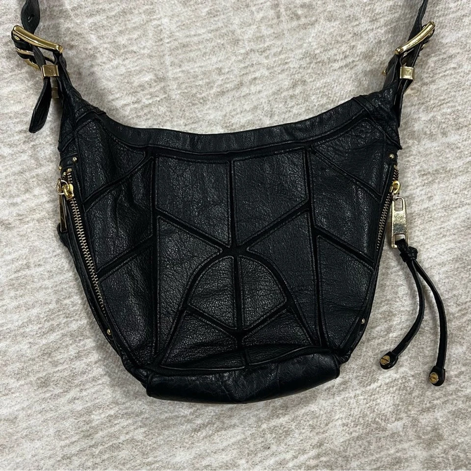 Bolso Bandolera Steven Vintage Patchwork Cuero Negro Hombro Foto 1 de 3