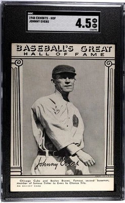 1948 HOF Exhibits SGC 4.5 VG EX+ Johnny Evers Chicago Boston Rare! - Image 1 of 2