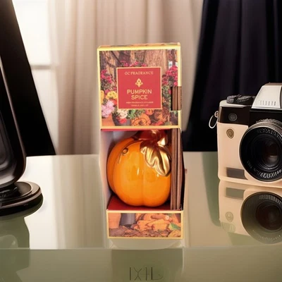 NEW GC PUMPKIN SPICE SCENTED FRAGRANCE DIFFUSER w/12 STICKS /JAR 5.28fl/150ml - Image 1 of 4