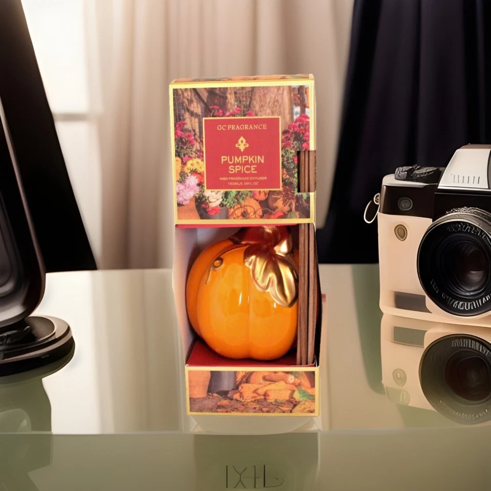 NEW GC PUMPKIN SPICE SCENTED FRAGRANCE DIFFUSER w/12 STICKS /JAR 5.28fl/150ml - Image 1 of 4