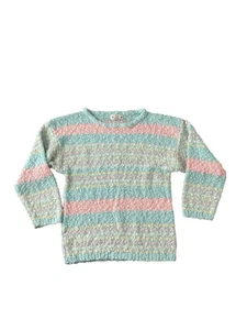Vintage Pastell Gestreifter Noppen Oma Damen Pullover - Bild 1 von 5