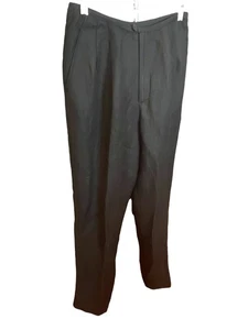 Limitierte schwarze Leinenmischung Hose Größe 8 Knopfleiste Smart lässig gerades Bein - Bild 1 von 12