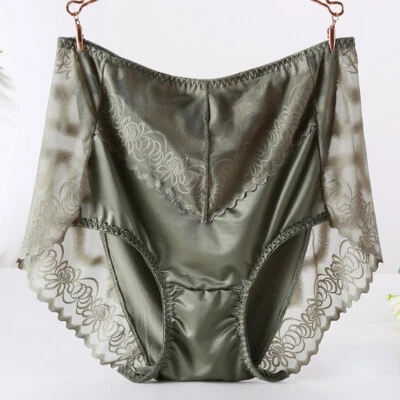 Calzoncillos bragas sueltos suaves bordados de encaje de malla de seda sintética satinada para dama Foto 1 de 4