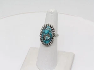 Native American Navajo Handmade Sterling Silver & Turquoise Ring Size 6-1/4 - Picture 1 of 8