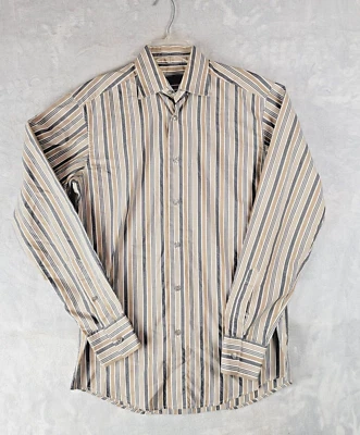 Zegna Shirt Mens Casual Business Multicolored Small Barcode Striped Long Sleeve - Image 1 of 4