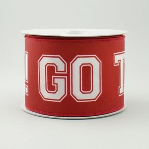 RG 2.5" Go Team Ribbon: White & Crimson Red (10 Yards) - Picture 1 of 1