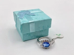 Bomb Party Ring RBP6127 Endless Daydream Sapphire Blue Tourmaline Sz 8 Rhodium P - Picture 1 of 6