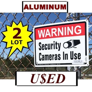 2 Metal Home Security Yard Signs LARGE Video cameras System are in Warning Used - Picture 1 of 5