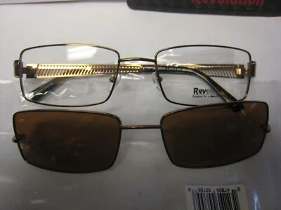 NEW Revolution Eyeglass Frame W/ Magnet sun shade  REV743  LBRG 60-20-150 w/case - Image 1 of 4