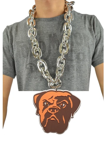 New NFL Cleveland Browns SILVER Fan Chain Necklace Foam Cover