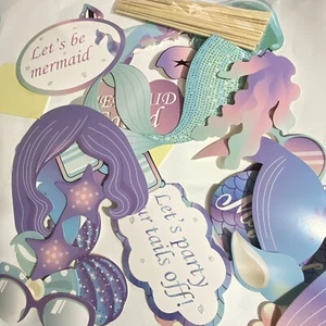 Mermaid Party Supply Kit Photo Props Cake Decorations Lets Be Mermaids New - Picture 1 of 9