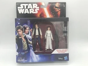 STAR WARS HAN SOLO & PRINCESS LEIA 3.75 FIGURES DISNEY HASBRO 2015 BNIB - Picture 1 of 9