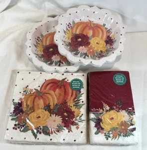 Lot of 4-The Pioneer Woman Fall Thanksgiving Paper Plates/Bowls and Napkins - Picture 1 of 5