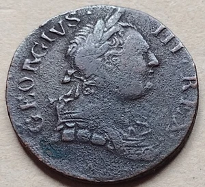 George III, colonial, non-regal or evasion halfpenny 1774 'Old Guy George', rare - Picture 1 of 2