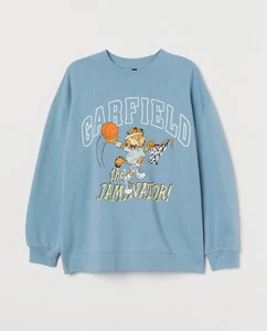 H&M Garfield Baby Blue Basketball Jumper Size XL Womens The Jaminator! Limited. - Picture 1 of 6