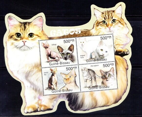 Guinea Bissau 2011 MNH Odd unusual SS, Cats Mau egipcio, Pets, Michel GW 5570-73 - Image 1 of 1
