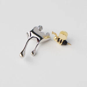 925 Sterling Silver Bee Honey Bumblebee Ear Jacket CZ Stud Post Earrings A1493 - Picture 1 of 15