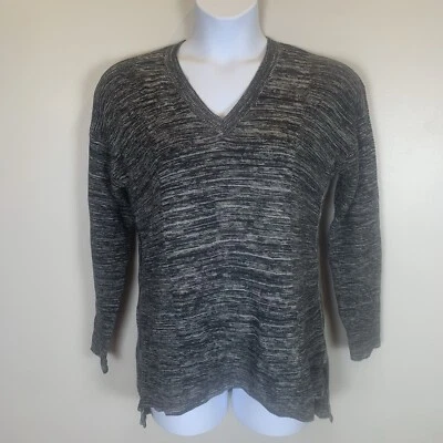 Ellen Tracy 女式炭黑色套衫针织束腰毛衣 V 领 XL 码 — 第 1/4 张图片