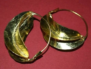 Kleine afrikanische Fulani Stamm leichte gold gewaschen Messing Metall Ohrringe Afrika - Bild 1 von 4