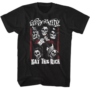 Maglietta Aerosmith Group Guitar Skulls Eat The Rich Uomo Rock Band Musica Merch - Foto 1 di 5