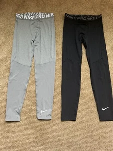 Nike Pro Youth Dri Fit Compression Pants Gray and Black XL Lot of 2 - Picture 1 of 4