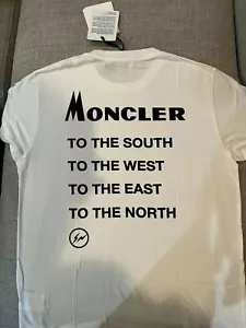 Moncler Fragment Cotton White Black T-Shirt Size XL - Picture 1 of 8
