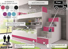 MODERN BEDROOM KIDS YOUTH DOUBLE BUNK BED BEDDING CONTAINER STORAGE GLOSS