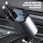 120W Car Charger Retractable Cable Dual Port USB-C PD Fast Charging Adapter