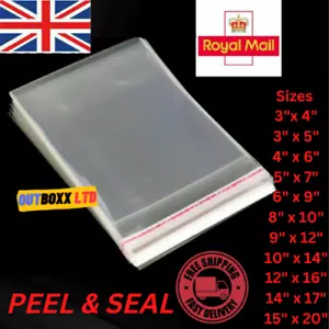 More details for clear self adhesive bags opp cellophane peel &amp; seal garments sweet transparent