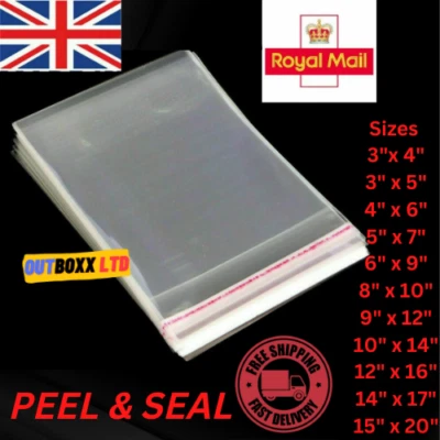 Clear Self Adhesive Bags OPP Cellophane Peel & Seal Garments sweet Transparent - Image 1 of 4