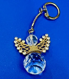 Guardian Angel - NOS Gold Tone Faux Crystal Rhinestone Keychain Key chain - Picture 1 of 16