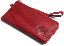 Women's Leather Long Wallet with Large Capacity with RFID Blocking Function Red