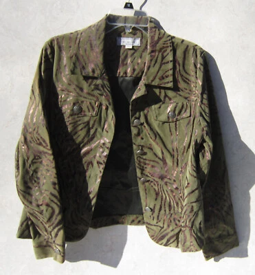 Chaqueta Blazer BIRCH HILL Para Mujer Imitación Gamuza Rayas Brillantes JUNGLA Estampado Leopardo M Foto 1 de 4