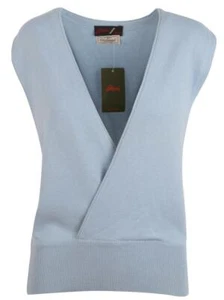 Brioni women's slipover sweater jumper 100% wool blue size US 14" GB 18 - Picture 1 of 4