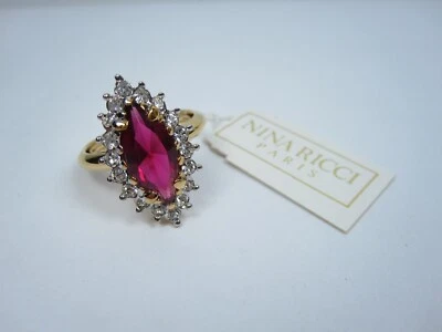 Nina Ricci Gold Plated Ring with Swarovski Crystals - Size 6 - 6150 Foto 1 de 3