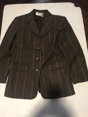 CHAQUETA CAZA ECUESTRE VERDE CUADROS 100% LANA MUJER Talla 12 Foto 1 de 4