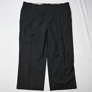 Berle 44x29 Charcoal Gray Supefine Wool Pleated Cuffed Mens Dress Pants - Picture 1 of 9