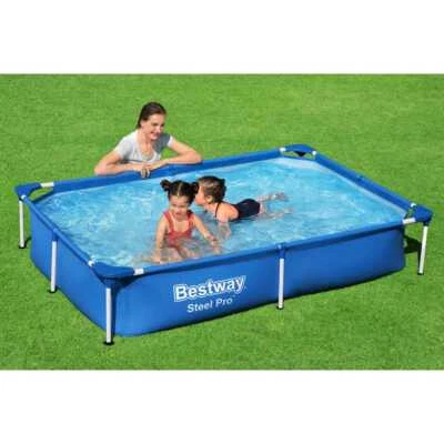Steel Pro Swimmingpool 221x150x43cm Schwimmbecken Schwimmbad Pool Bestway - Bild 1 von 4