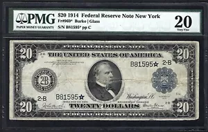 🇺🇸1914 $20 FR-969* NEW YORK "Burke&Glass" ♚STAR♚ ♚STAR♚ PMG VF 20  RARE NOTE!! - Picture 1 of 2