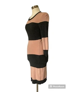 French Connection Striped Sweater Dress Size 0 Fitted Bodycon Crew Neck Casual - Picture 1 of 8