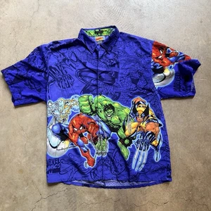 Y2K Marvel Comics 2001 Helden Hawaii Aloha Hemd Herren 2XL - Bild 1 von 4