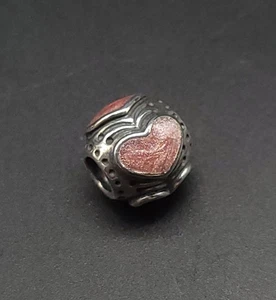 Pandora Rose Enamel Hearts Sterling Silver Charm 790591EN28 - Retired - Used - Picture 1 of 3