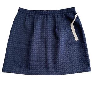 NWT Kenar Dark Academia Navy Geo Textured Gold Zipper Skirt Women's Size 10  - Picture 1 of 6