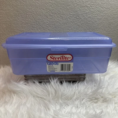 Caja contenedor de almacenamiento de plástico con tapas abatibles vintage AZUL Berry 1998 con bisagras Foto 1 de 4