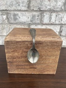 Mudpie Wooden Recipe Box With Bent Spoon On Lid Used To Open Lid 6.5”x4.5”x5.5” - Picture 1 of 12