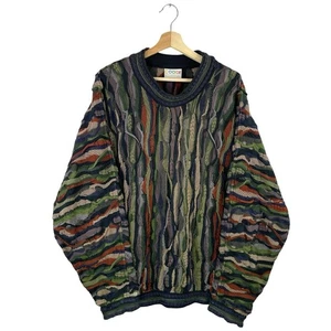 VTG COOGI Sweater Mercerized Cotton Australia 90s Camo Army Retro Pullover Sz L - Picture 1 of 9