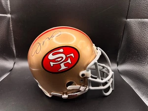 Mini casco de fútbol americano autografiado por Jerry Rice & Joe Montana 10/13 49ers B/F - certificado de autenticidad - Imagen 1 de 10
