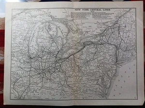 1910 Train Route Map NEW YORK CENTRAL LINES all Railroads Stations Depots 9x11 - Picture 1 of 10