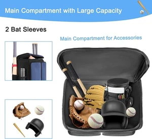 Bolsa de béisbol para adultos, bolsa de gran capacidad, impermeable, compartimento para zapatos y más - Imagen 1 de 7